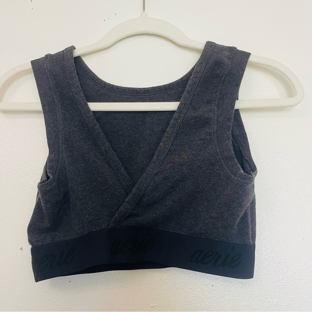 Aerie Charcoal Wrap Bralette Cotton Size Medium